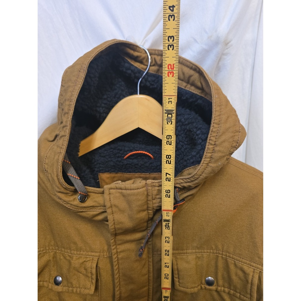 Hawke & Co Men's L Brown Sherpa Lined Hooded Jacket Rugged Workwear Gorpcore - Picture 4 of 9